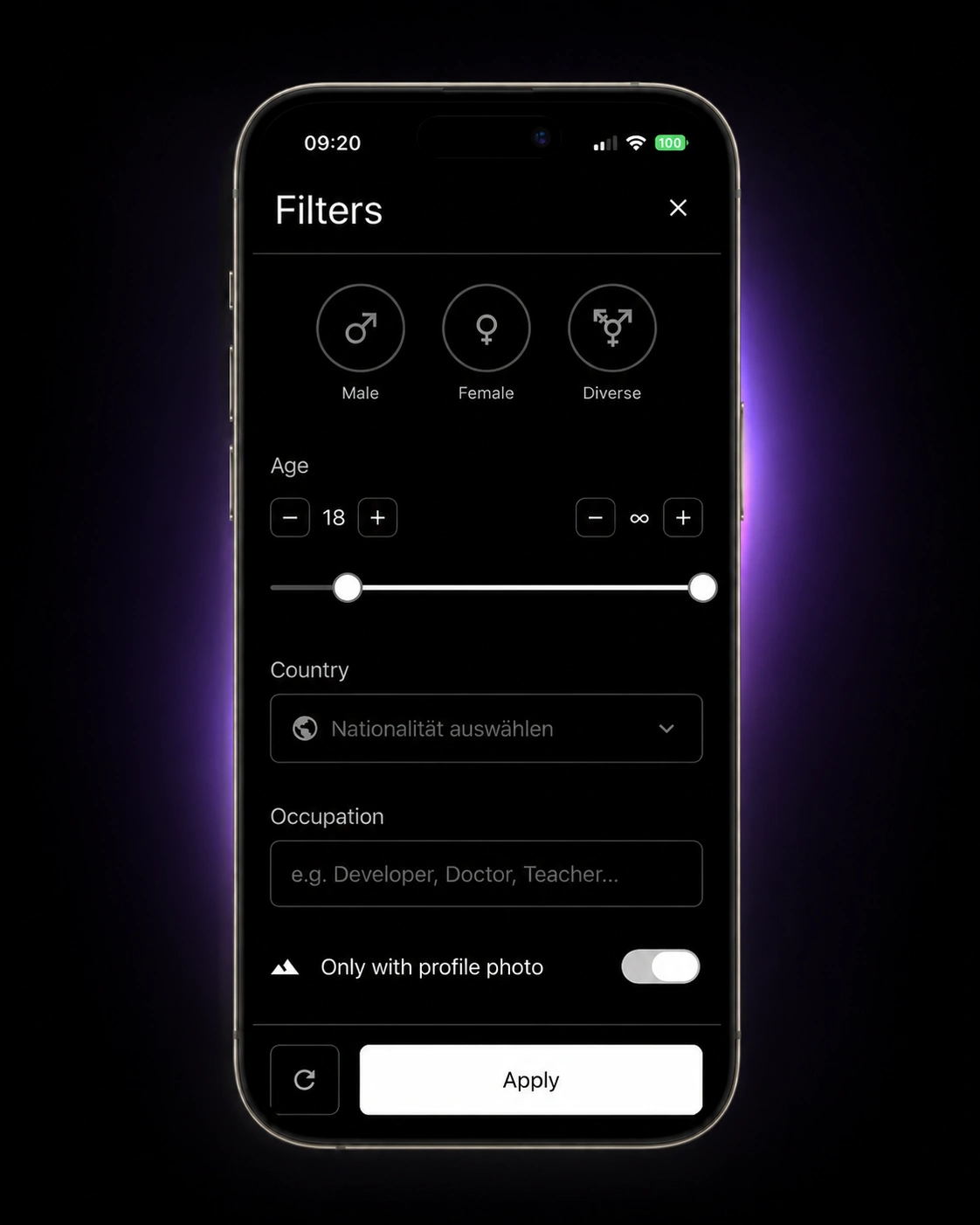 StalkAI filter screen